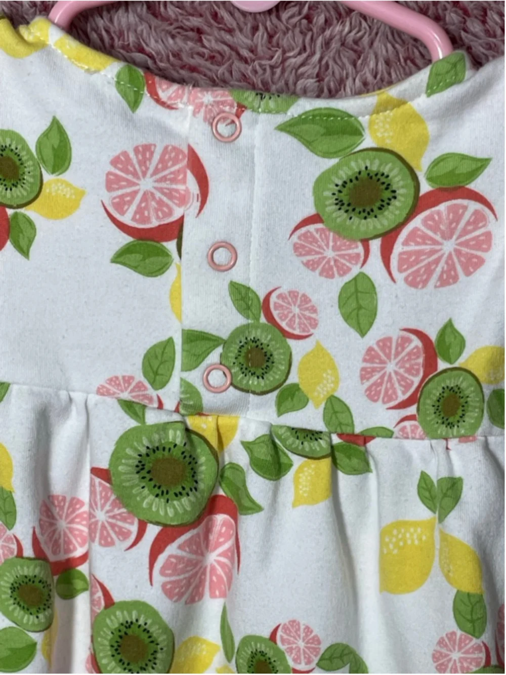 Girls Rosie Pope 12 Months White grapefruit kiwi smocked bubble romper